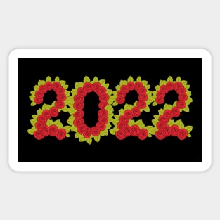 2022 formed with red roses and green leaves Sticker